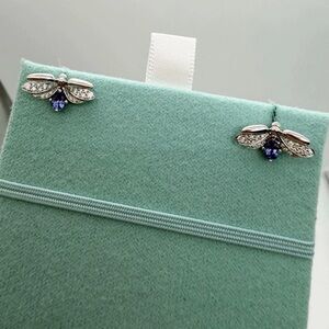 Tiffany & Co. New Paper Flower Firefly Tanzanite/diamonds Platinum Stud Earrings